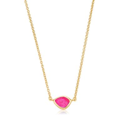 Gold Siren Mini Nugget Necklace Adjustable 46cm/18' Pink Quartz