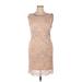 Allen B. by Allen Schwartz Cocktail Dress - Sheath: Tan Brocade Dresses - Women's Size X-Large