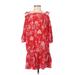 H&M Casual Dress - DropWaist Square 3/4 sleeves: Red Floral Dresses - Women's Size 2