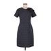 Banana Republic Cocktail Dress - Sheath: Gray Grid Dresses - Women's Size 6