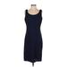 Tahari Casual Dress - Party Scoop Neck Sleeveless: Blue Solid Dresses - Women's Size 4