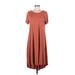 Lularoe Casual Dress - Midi Scoop Neck Short sleeves: Brown Print Dresses - Women's Size Medium