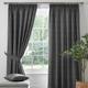 Dreams & Drapes - Grey Blackout Pencil Pleat Curtains W66 x L90 (168 x 229cm) - Charcoal Pleated Curtains with Ties Backs - Heavy Weight Thermal - Dark Grey Curtains for Living Room & Bedroom