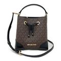 Michael Kors Mercer Small Leather Bucket Crossbody Bag Brown Black, Brown Black, Medium