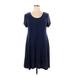 Style&Co Casual Dress - Mini Scoop Neck Short sleeves: Blue Solid Dresses - Women's Size X-Large