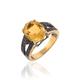 SILCASA Natural Healing Birthstone Citrine Gemstone 925 Silver Black Rhodium Plated Gold Plated Ring for Women Wedding Ring 53 (16.9)