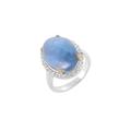 SILCASA Natural Healing Birthstone Aquamarine Gemstone 925 Silver Gold Plated Ring for Women Wedding Ring 53 (16.9)