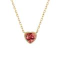 Gualiy Women's Yellow Gold Necklace, 9K Gold Pendant Necklace with Heart Shape Tourmaline Necklaces 45CM