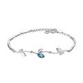 Trendy Dainty Bracelets, Bracelet for Women,StretchableSilver Charm Bracelet,Fashion Silver Sterling Cuff Bangle Chain Bracelets,Ladies 925 Sterling Silver Bracelet with Mosaic Crystal Leaves Bracelet