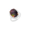 SILCASA Ammolite Natural Healing Birthstone Gemstone 925 Silver Gold Plated Ring for Women Wedding Ring 56 (16.8)