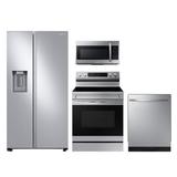Samsung 4 Piece Stainless Steel Kitchen Package w/ Side-by-Side Refrigerator, Freestanding Electric Range | Wayfair