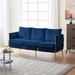 Everly Quinn Modern Velvet 3-seat Sofa w/ Gold Frame - Upholstered Couch w/ Stylish Woven Back & 3 Pillows For Small Comfy Living Room Velvet | Wayfair