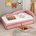 Red Barrel Studio® Sethe Vegan Leather Platform Storage Bed Wood & /Upholstered/Faux leather in Pink | 27 H x 42 W x 79 D in | Wayfair