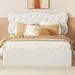 Red Barrel Studio® Shantalle Vegan Leather Platform Storage Bed Upholstered/Faux leather in White | 42.9 H x 56.5 W x 78.7 D in | Wayfair