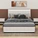 Ivy Bronx Keydren Queen Size Bed w/ LED Light, 4 Drawers, Sockets & USB Ports Upholstered/Linen in Brown | 44.5 H x 62.6 W x 81.9 D in | Wayfair