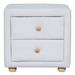 Ebern Designs Raejon Nightstand Wood/Upholstered in White | 20.9 H x 21.3 W x 16.5 D in | Wayfair F5F52E4F82F74576A5BBB27AE9F227E4
