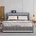 Ivy Bronx Platform Bed w/ Hydraulic Storage System, Led Light, Usb Ports & Sockets Upholstered/Linen in Gray | 41.7 H x 53.9 W x 80.3 D in | Wayfair