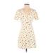 Madewell Casual Dress - Mini V-Neck Short sleeves: Ivory Dresses - Women's Size 0