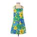 J.Crew Casual Dress - A-Line Square Sleeveless: Blue Floral Dresses - Women's Size 00 Petite