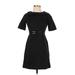 White House Black Market Casual Dress - A-Line Crew Neck Short sleeves: Gray Print Dresses - Women's Size 00