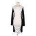 Express Casual Dress - Bodycon Scoop Neck Long sleeves: Ivory Color Block Dresses - Women's Size Medium