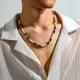 Collier ras du cou en perles de bois pour hommes collier en perles carillons petit tour de cou