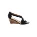 Nine West Wedges: Black Print Shoes - Women's Size 8 1/2 - Open Toe