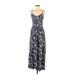 LC Lauren Conrad Casual Dress - A-Line Scoop Neck Sleeveless: Purple Floral Dresses - Women's Size 2