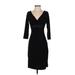Lauren by Ralph Lauren Casual Dress - Sheath V Neck 3/4 sleeves: Black Print Dresses - Women's Size 2 Petite