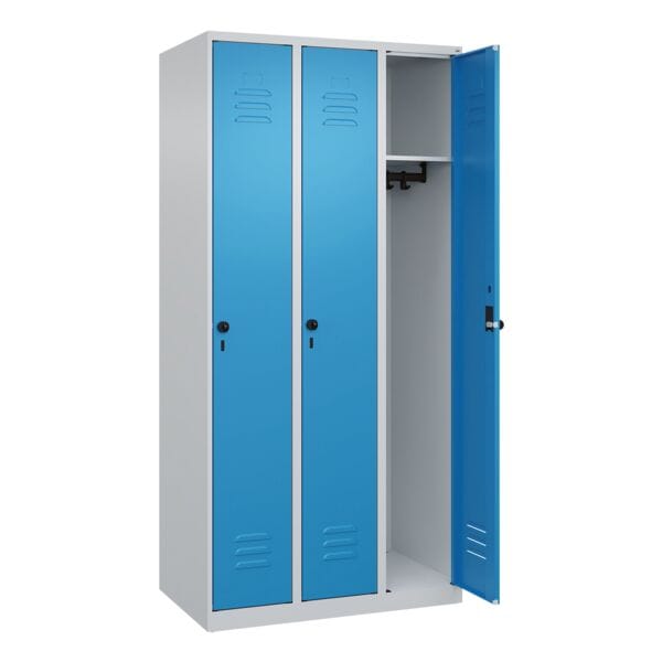 CP Spind »Classic PLUS Korpus lichtgrau« 3x1 Fächer blau, 90x185x50 cm