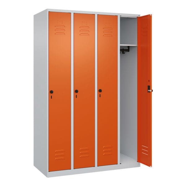 CP Spind »Classic PLUS Korpus lichtgrau« 4x1 Fächer orange, 120x185x50 cm