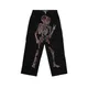 Strass Skull pantaloni neri gotici a figura intera abbigliamento donna Jeans larghi Streetwear donna