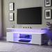 TV Stand for 70" TV Gaming Entertainment Center w/ LED Lights, Media Storage Console Table with Sliding Drawers & Side Cabinets