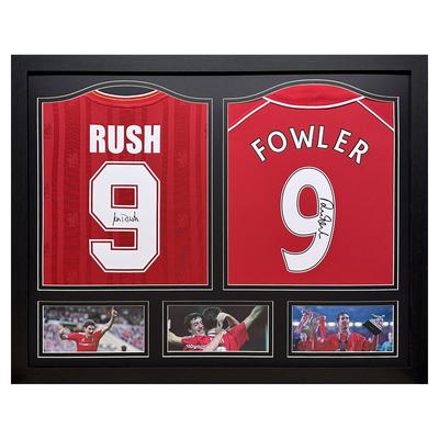 Liverpool Ian Rush & Robbie Fowler doppelt signiertes Trikot-Display Image