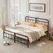 King Size Metal Platform Bed Frame with Victorian Style Wrought Iron-Art Headboard,Premium Quality Craftsmanship