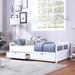 White Twin/King Wooden Daybed with Trundle Bed Frame and 2 Storage Drawers , Extendable Bed Daybed for Bedroom Living Room