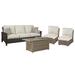 Signature Design by Ashley Beachcroft Brown/Beige Outdoor Sofa, Lounge Chairs and Fire Pit - 83"W x 37"D x 36"H