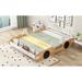 Natural Full Size Racing Car Platform Bed with Adjustable Gear