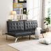 sofa bed black pvc,wood frame, stainless leg, futon, sofa bed grey