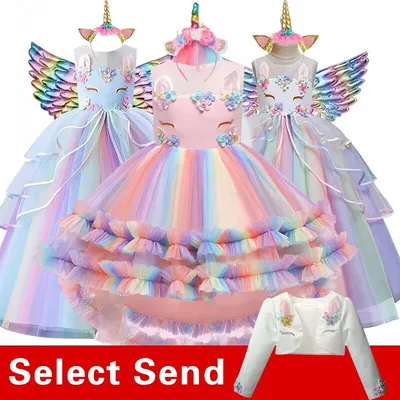 Blumen mädchen Einhorn Regenbogen Hochzeits feier Kleid Mädchen Geburtstags feier Einhorn Rolle Tanz Image