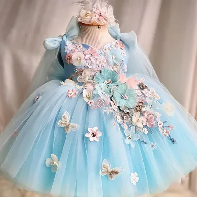 Luxuriöse und elegante Blumen mädchen Prinzessin Kleid Mesh formale Weihnachten flauschige Kleid Image