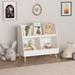 White 5 Cubbies Wooden Kids Open Bookcase and Toy Organizer