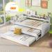 White Twin XL Size Daybed with 2 Trundles, 3 Storage Cubbies & USB Charging