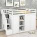 White Twin Size Functional Loft Bed w/ 3 Shelves, 2 Wardrobes & 2 Drawers