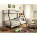Contemporary Metal Tube Twin over Full Bunk Bed with Side Double Built-In Ladder & Full Length Guard-Rail