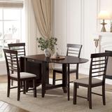 5-Piece Dining Set w/Drop-Leaf Table & Upholstered Chairs & Drawer