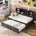 Black Multi-functional Metal Twin Size Daybed with Trundle, Storage Shelves, USB Ports, Sturdy Frame, No Box Spring Needed