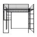 Full Size Metal Loft Bed with Long Desk, 2 Wooden Triangular Shelves, Full-Length Guardrails, 2 Built-in Ladders, Easy Assembly