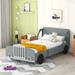 Twin Size Unique Car Platform Bed with headboard and Safety Rails, Wheel Legs, High-Quality Construction