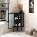 22.25 " Floor Coner Cabinet with Tempered Glass Door & Adjustable Shelf for Bathroom, Living Room, Bedroom